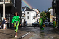 Grønn sateng silke-bluse