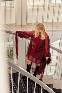 AW24 Rød Silkechiffonkjole