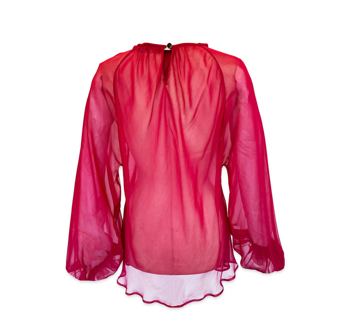 Rosa chiffon silkebluse