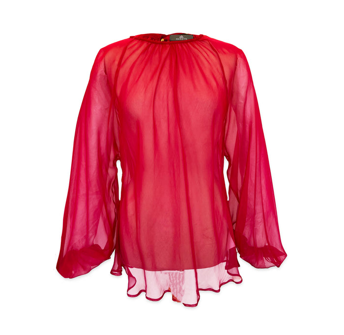 Rosa chiffon silkebluse