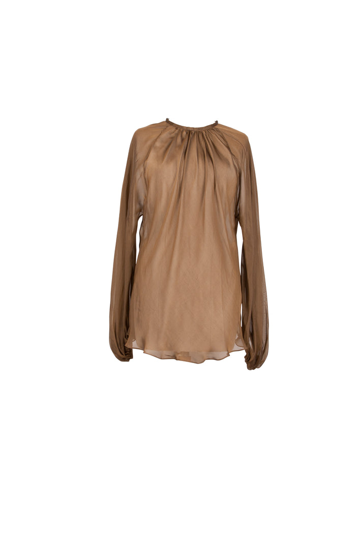 Bronse Silkechiffonbluse