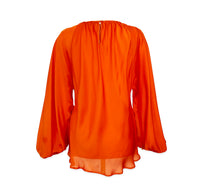 Oransje sateng silkebluse