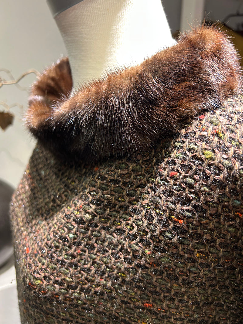 AW25 Brun kimono kjole i Tweed