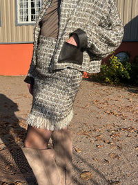 AW25 Beige Tweed Jakke med Glidelås