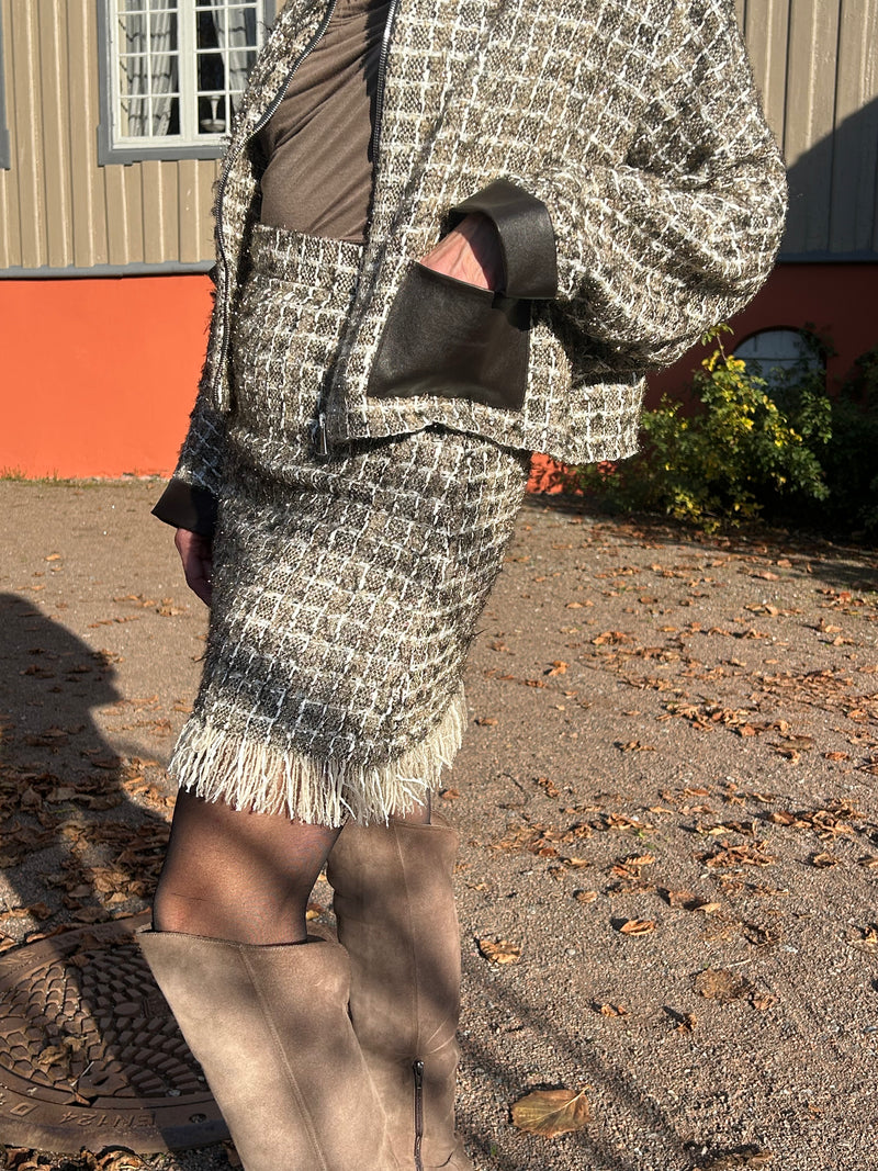 AW25 Beige Miniskjørt med frynser