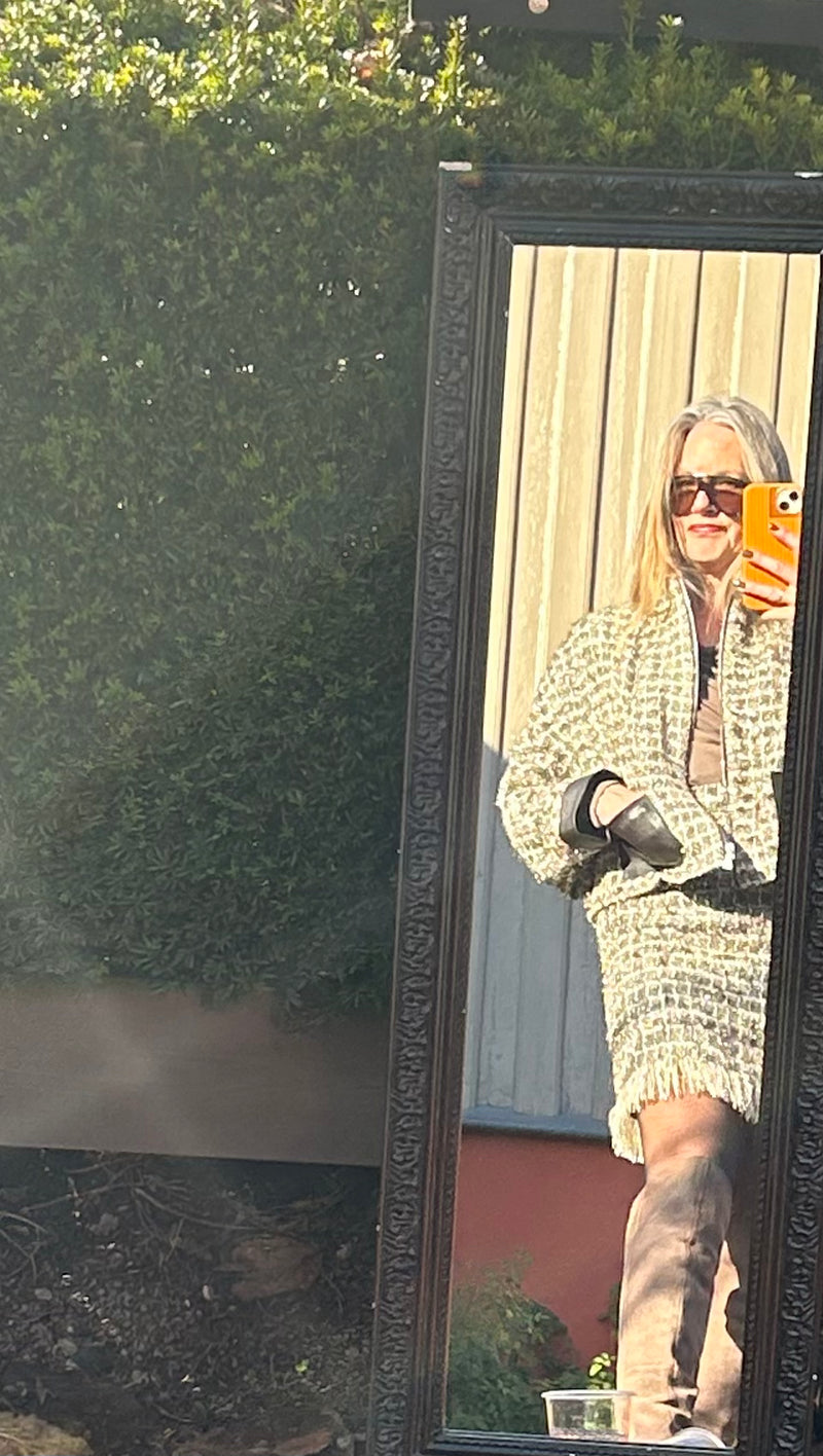 AW25 Beige Miniskjørt med frynser