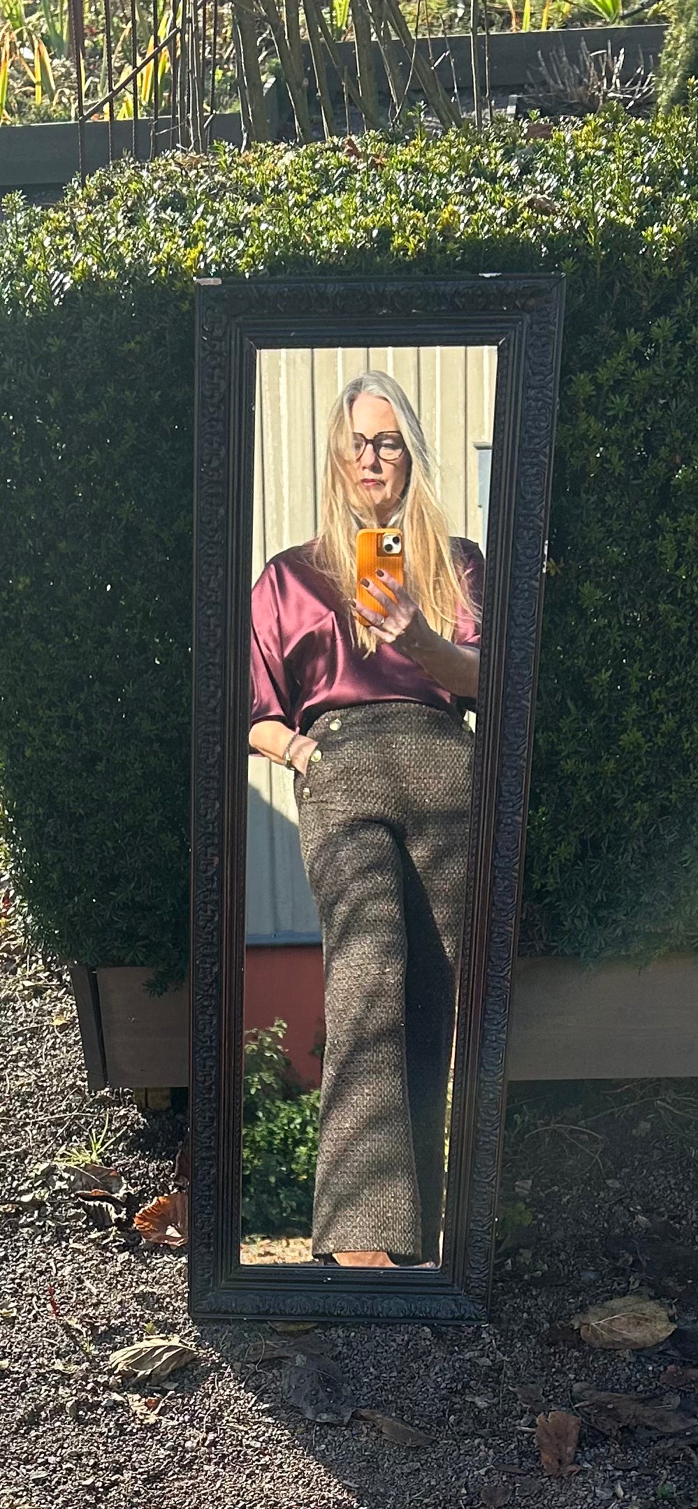 AW25 Bordeaux Vid Silkesateng bluse