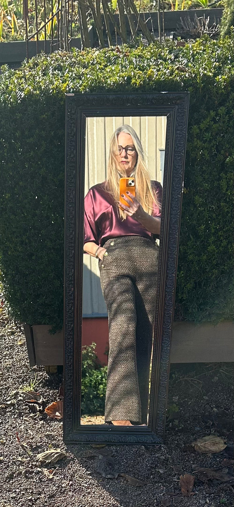 AW25 Bordeaux Vid Silkesateng bluse