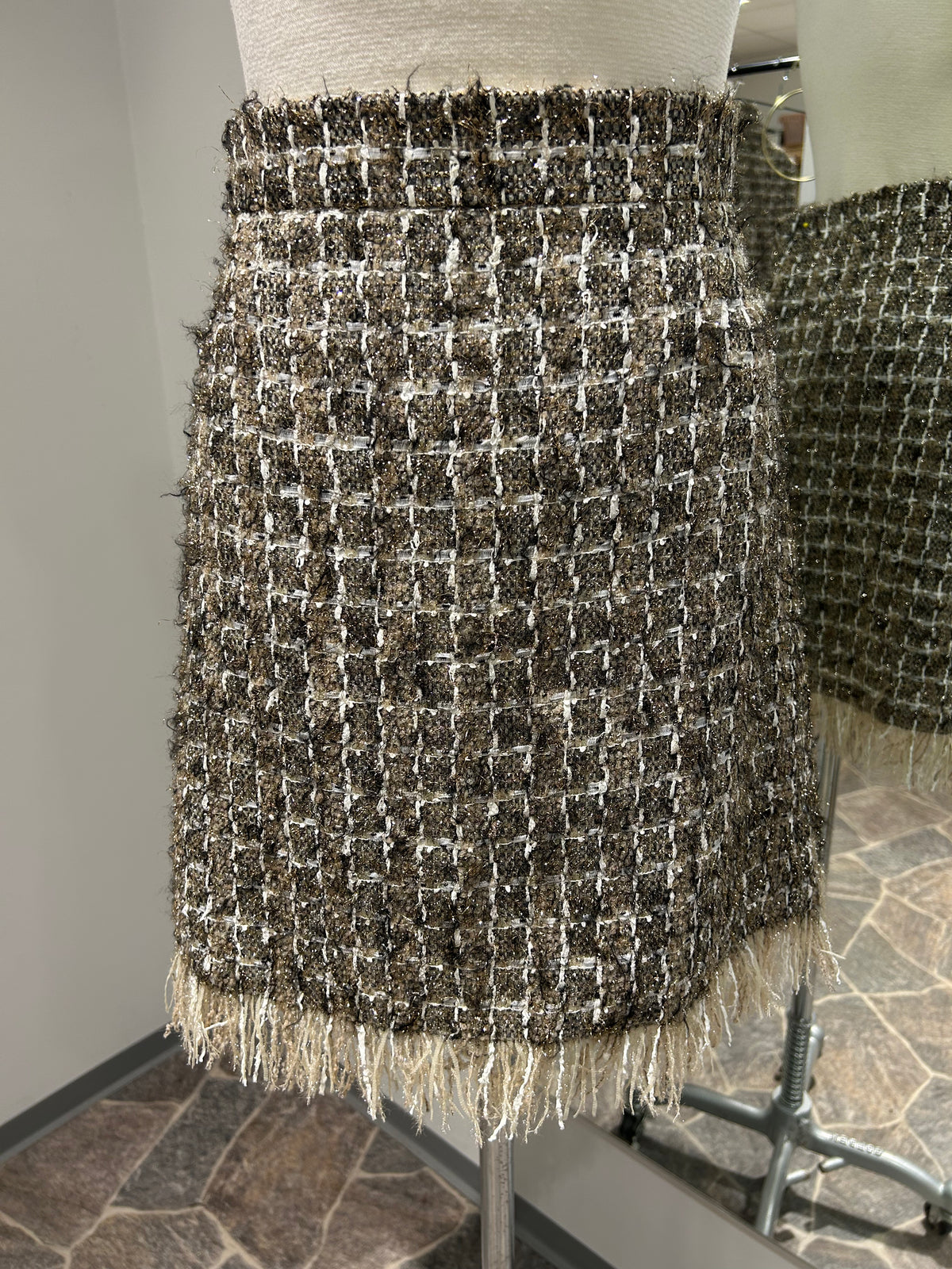 AW25 Beige Miniskjørt med frynser