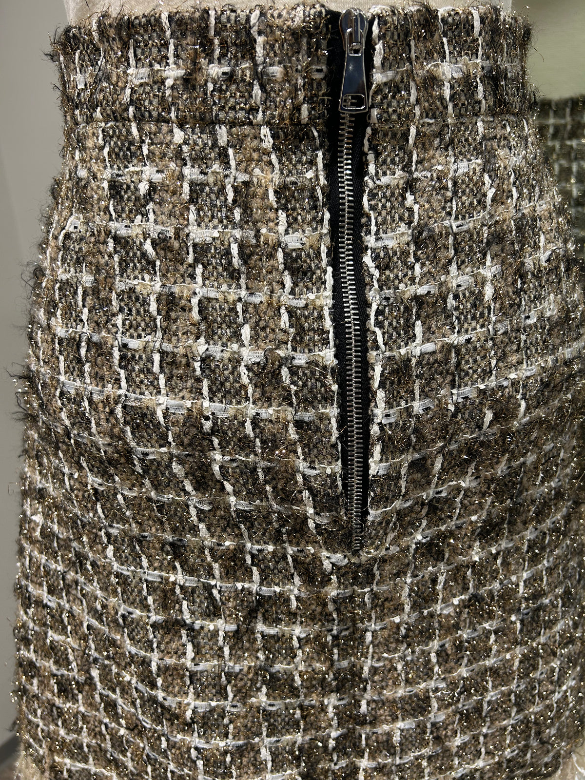 AW25 Beige Miniskjørt med frynser