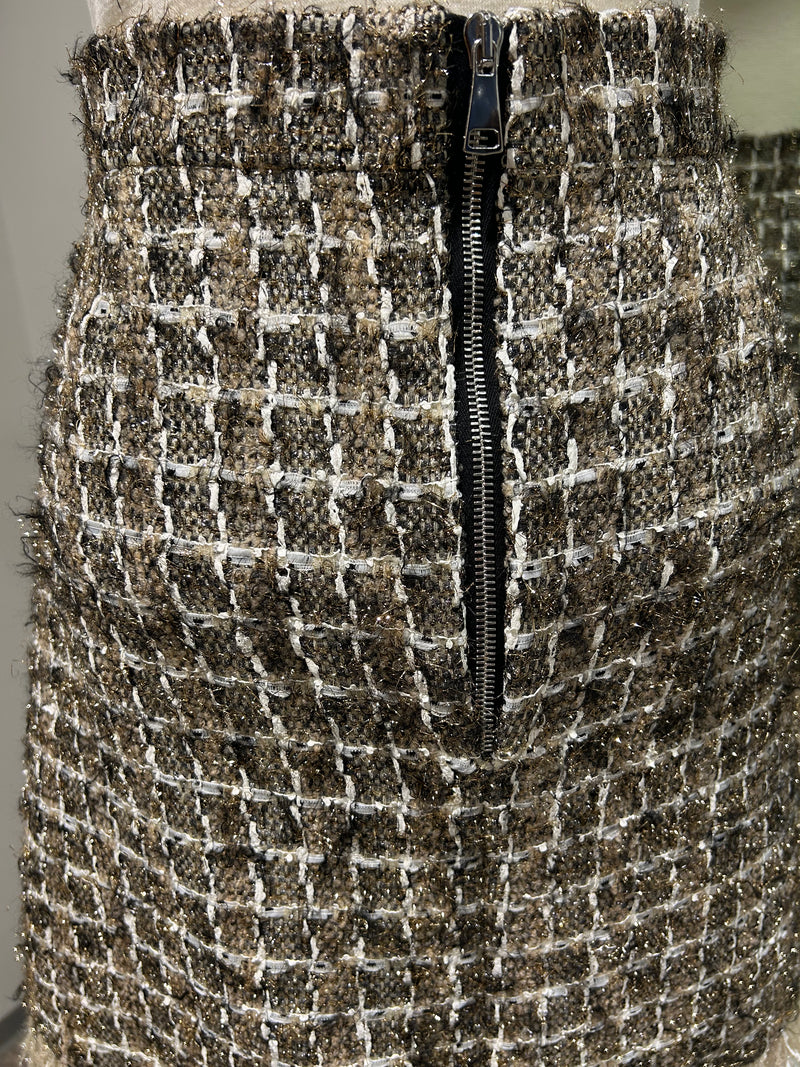 AW25 Beige Miniskjørt med frynser