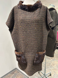 AW25 Brun kimono kjole i Tweed