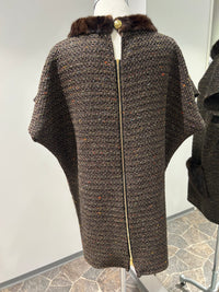 AW25 Brun kimono kjole i Tweed