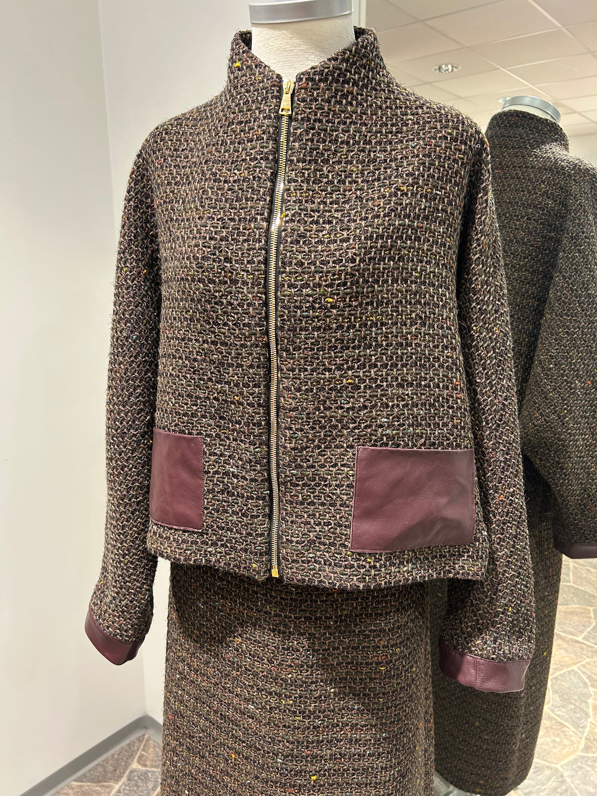 AW25 Brun Tweed Jakke med Glidelås