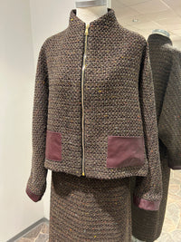 AW25 Brun Tweed Jakke med Glidelås