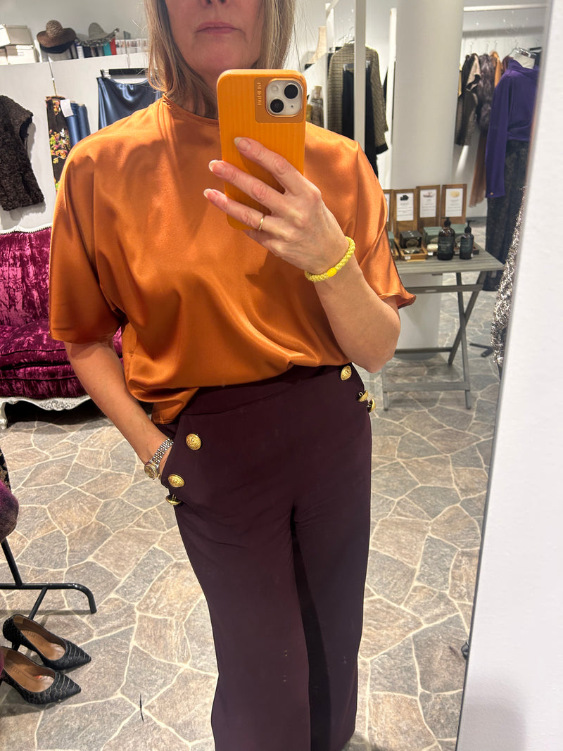 AW25 Rust Silkesateng t-skjorte bluse