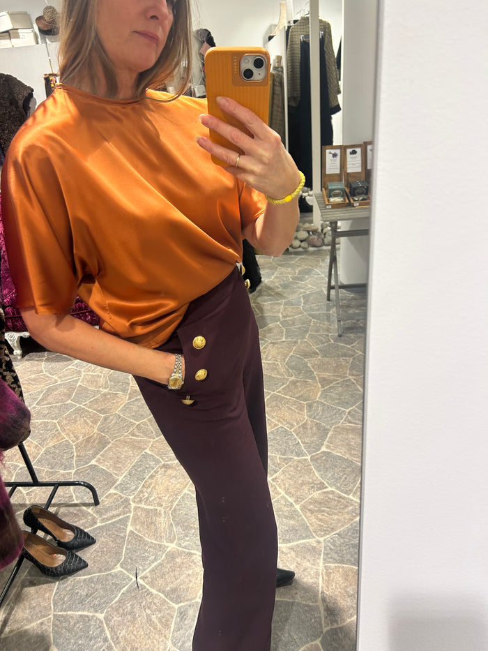AW25 Rust Silkesateng t-skjorte bluse