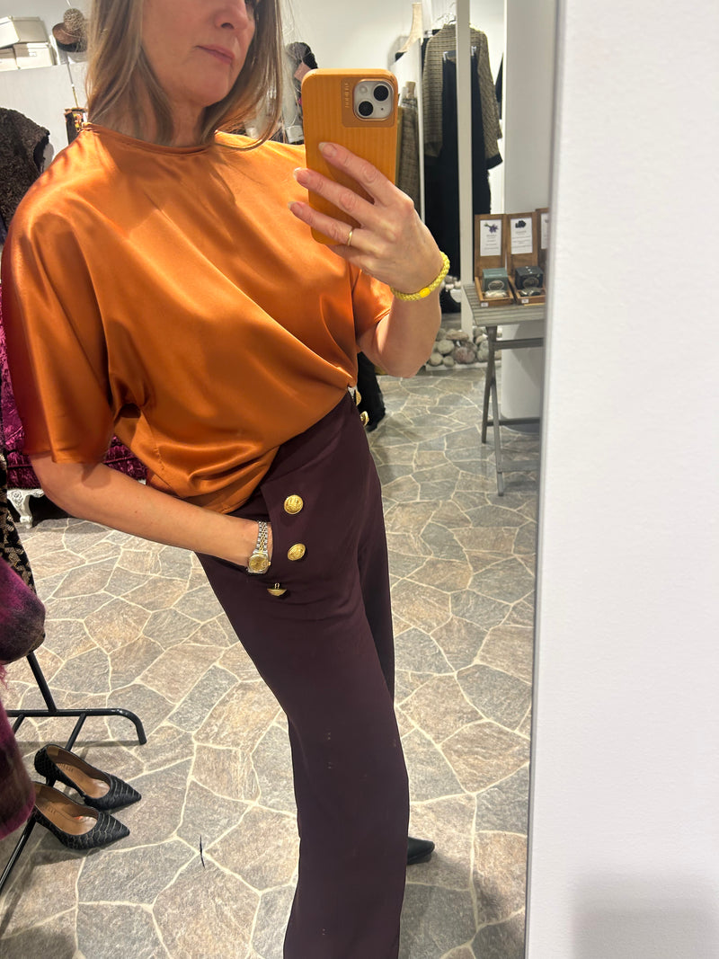 AW25 Rust Silkesateng t-skjorte bluse