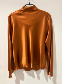 AW25 Rust Silkesateng bluse med lang arm