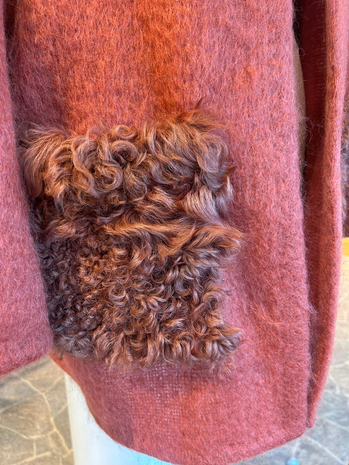 AW 25 Rustfarget Mohairjakke med Pelslommer