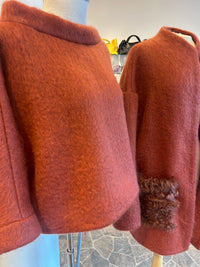 AW 25 Rustfarget Mohairjakke med Pelslommer