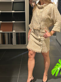 AW26 Beige Miniskjørt med Gullknapper