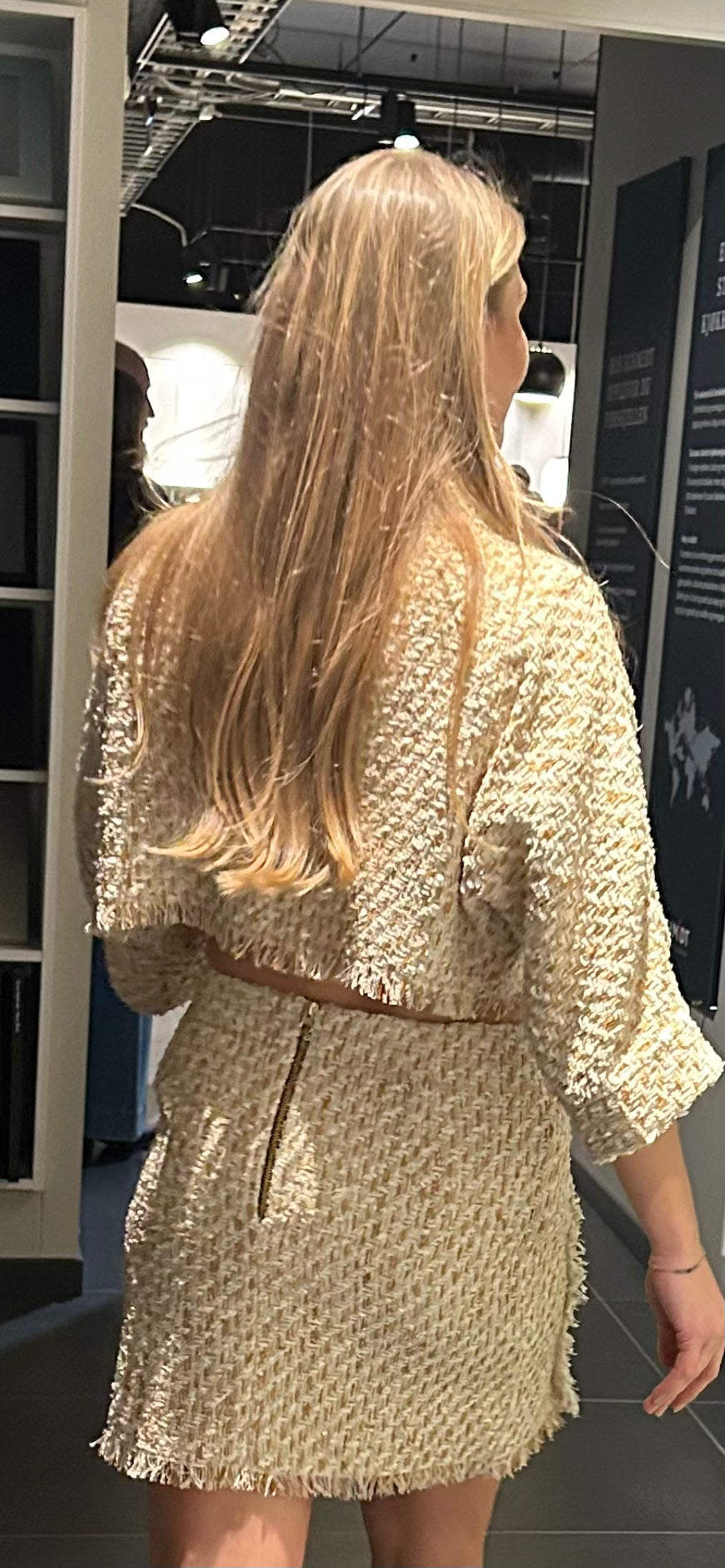 AW26 Beige Miniskjørt med Gullknapper
