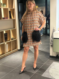 SS26 Fersken farget Tweed kimono kjole