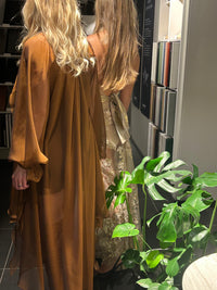 SS26 Brun Silkechiffonkjole