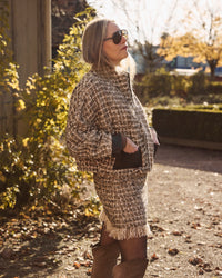 AW25 Beige Tweed Jakke med Glidelås