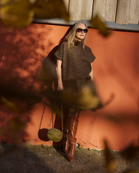 AW25 Brun kimono kjole i Tweed