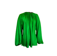 Grønn sateng silke-bluse
