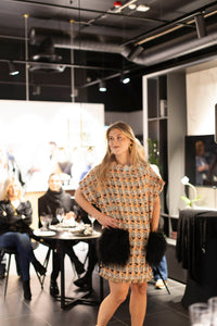 SS26 Fersken farget Tweed kimono kjole