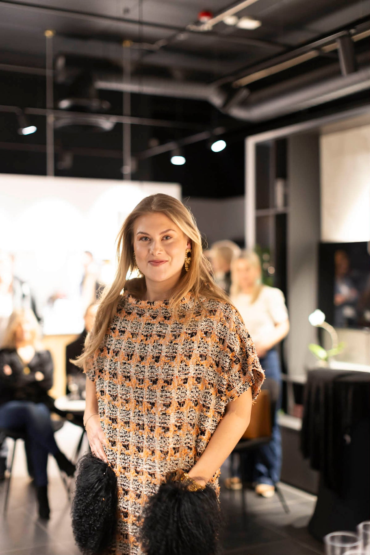 SS26 Fersken farget Tweed kimono kjole